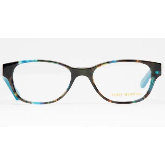 Tory Burch TY2031 eyeglass frame in a blue tortoise and teal color variant - Picture 3 of 11
